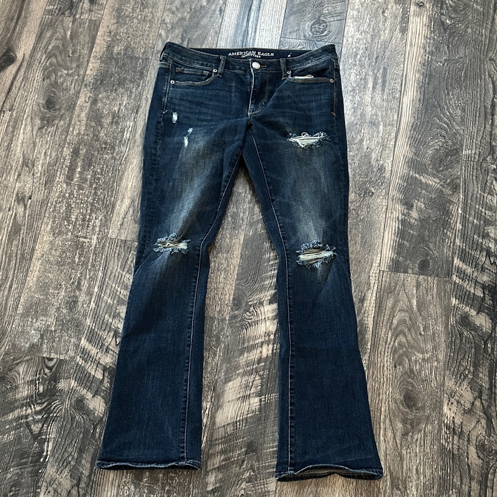 American Eagle Outfitters Women's Dark Blue Flare Jeans